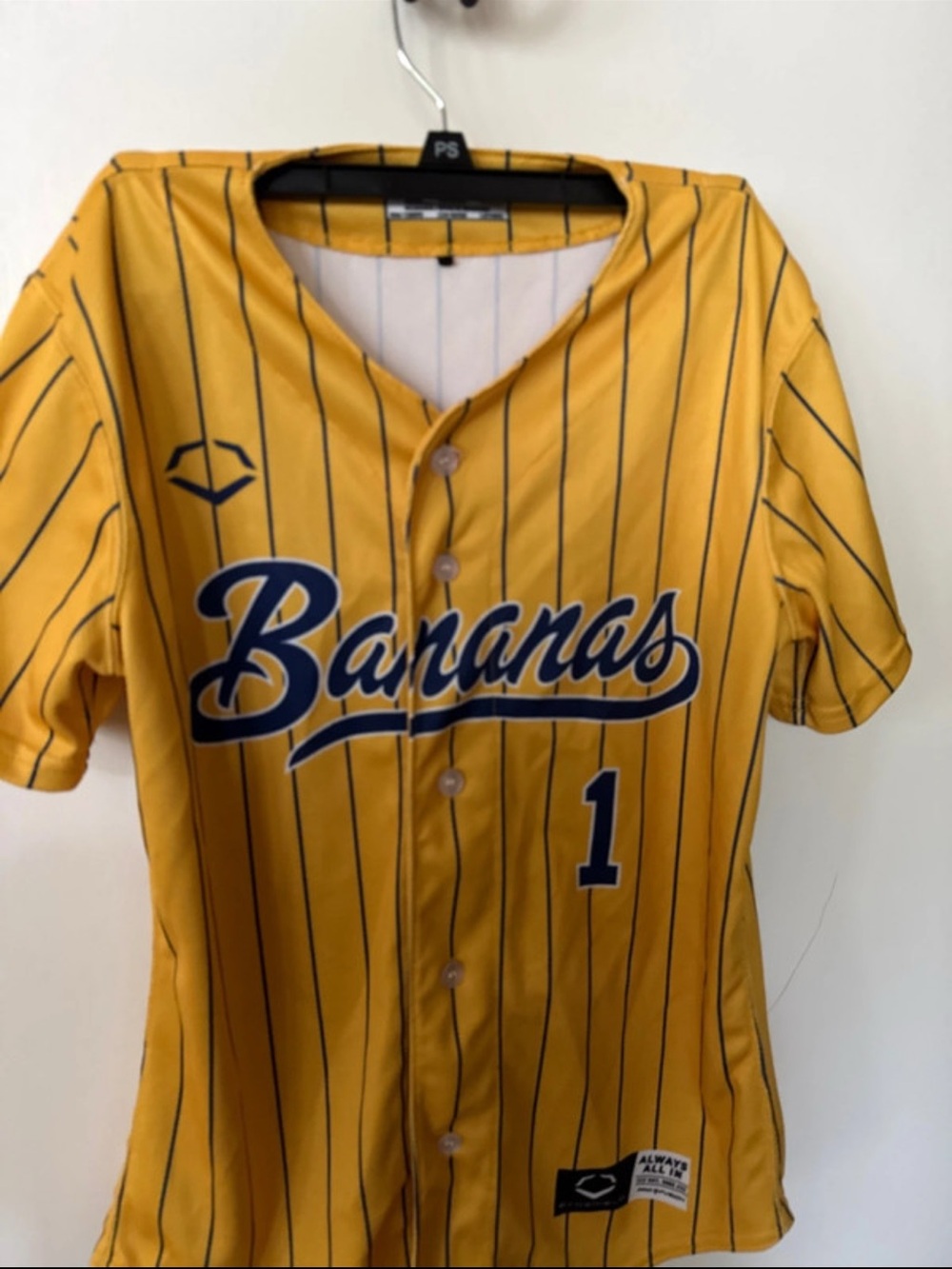 Kids Yellow 'Bananas' Pinstripe Baseball Jersey and Banana hat
